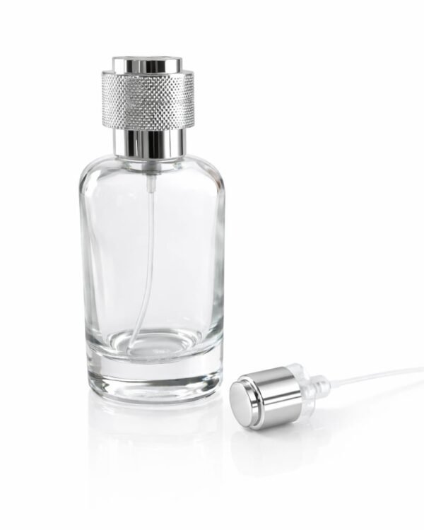 50 ML ZC MONO GLASS BOTTLE SILVER SELECTION CAP AND PUMP FULL SET