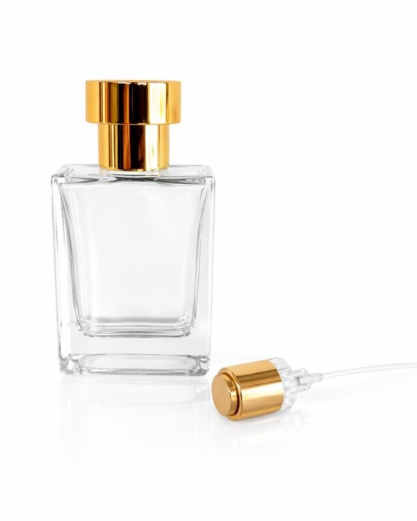 50 ML VICTOR GLASS BOTTLE GOLDEN ROUND T CAP AND PUMP FULL SET