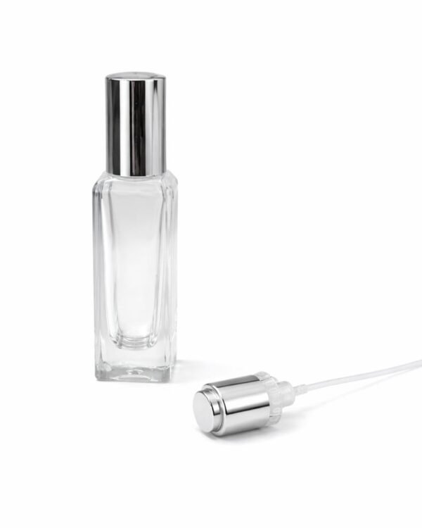 20 ML SAAB GLASS BOTTLE SILVER CAP AND PUMP FULL SET
