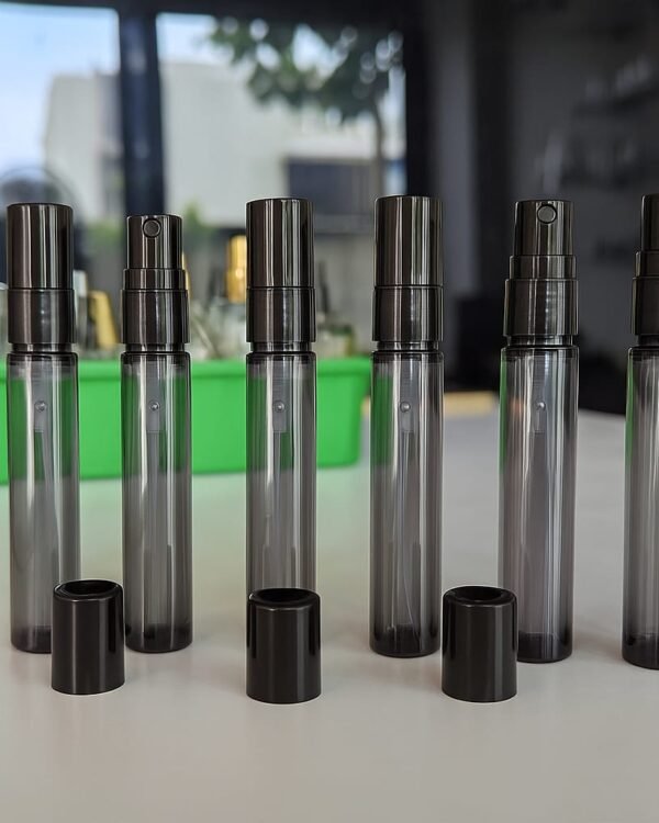 10 ML TESTERS WITH HIGH DOSE PUMP AND CAP BLACK COLOUR REFILLABLE