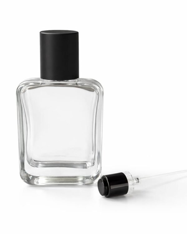 50 ML HPPL RAYMOND GLASS BOTTLE BLACK MATT BRAND CAP AND PUMP FULL SET